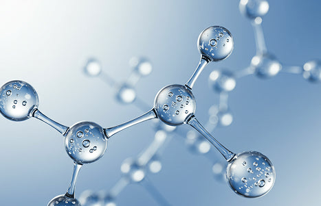 Peptide chain rendered as linked molecules